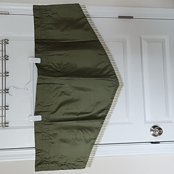 Silk Beaded Boho Valance Lined Formal Retro Rod Pocket Green 39" Wide 20" Tall - Picture 1 of 7